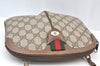 Authentic GUCCI Web Sherry Line Shoulder Cross Bag GG PVC Leather Brown 0916I
