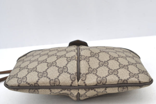 Authentic GUCCI Web Sherry Line Shoulder Cross Bag GG PVC Leather Brown 0916I