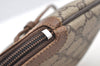 Authentic GUCCI Web Sherry Line Shoulder Cross Bag GG PVC Leather Brown 0916I