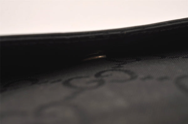 Authentic GUCCI Vintage Long Wallet Purse GG Nylon Leather Black 0916J