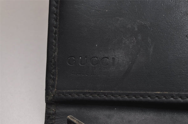 Authentic GUCCI Vintage Long Wallet Purse GG Nylon Leather Black 0916J