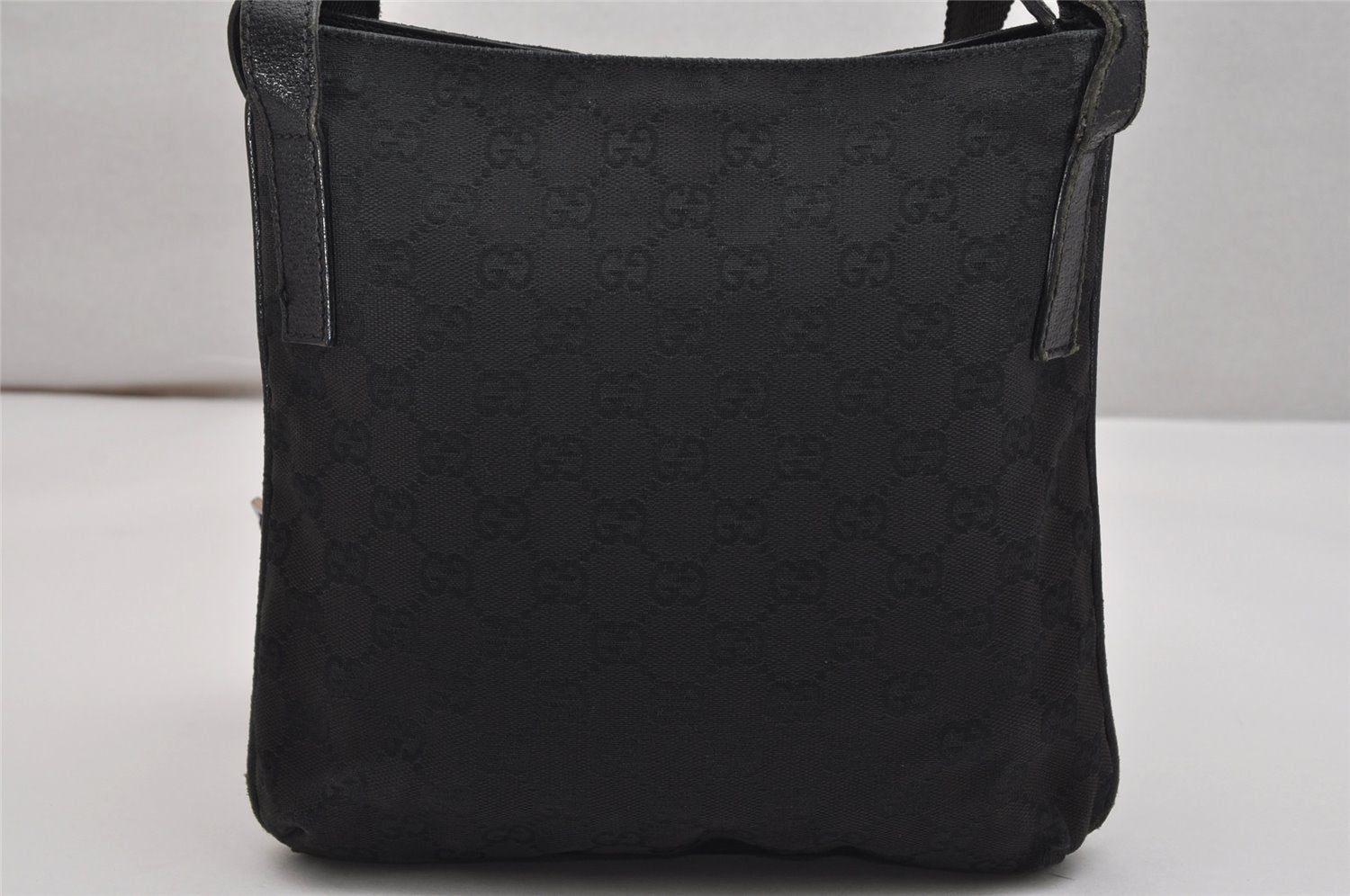 Authentic GUCCI Shoulder Cross Body Bag GG Canvas Leather 122798 Black 0916K