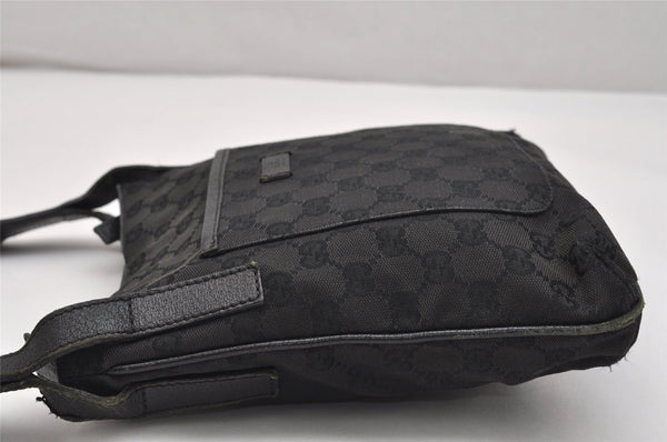 Authentic GUCCI Shoulder Cross Body Bag GG Canvas Leather 122798 Black 0916K
