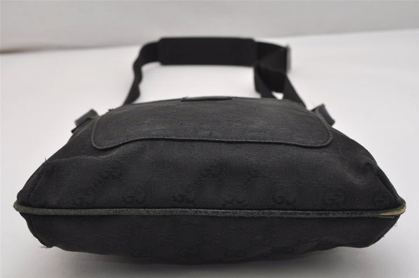 Authentic GUCCI Shoulder Cross Body Bag GG Canvas Leather 122798 Black 0916K