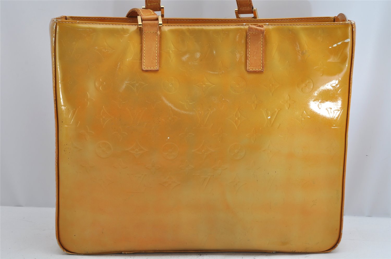 Authentic Louis Vuitton Vernis Columbus Tote Bag Yellow M91028 Junk 0917K