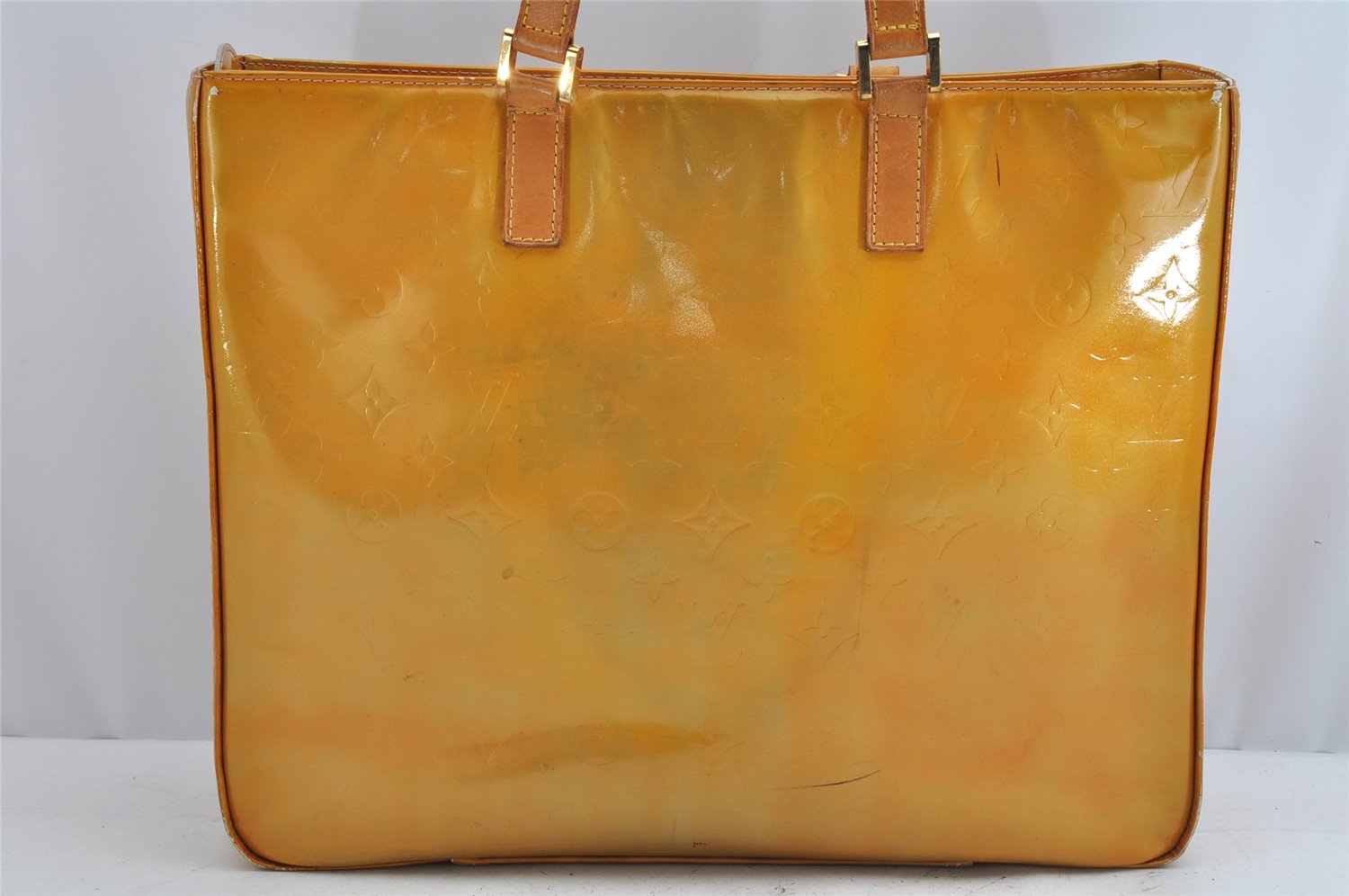 Authentic Louis Vuitton Vernis Columbus Tote Bag Yellow M91028 Junk 0917K