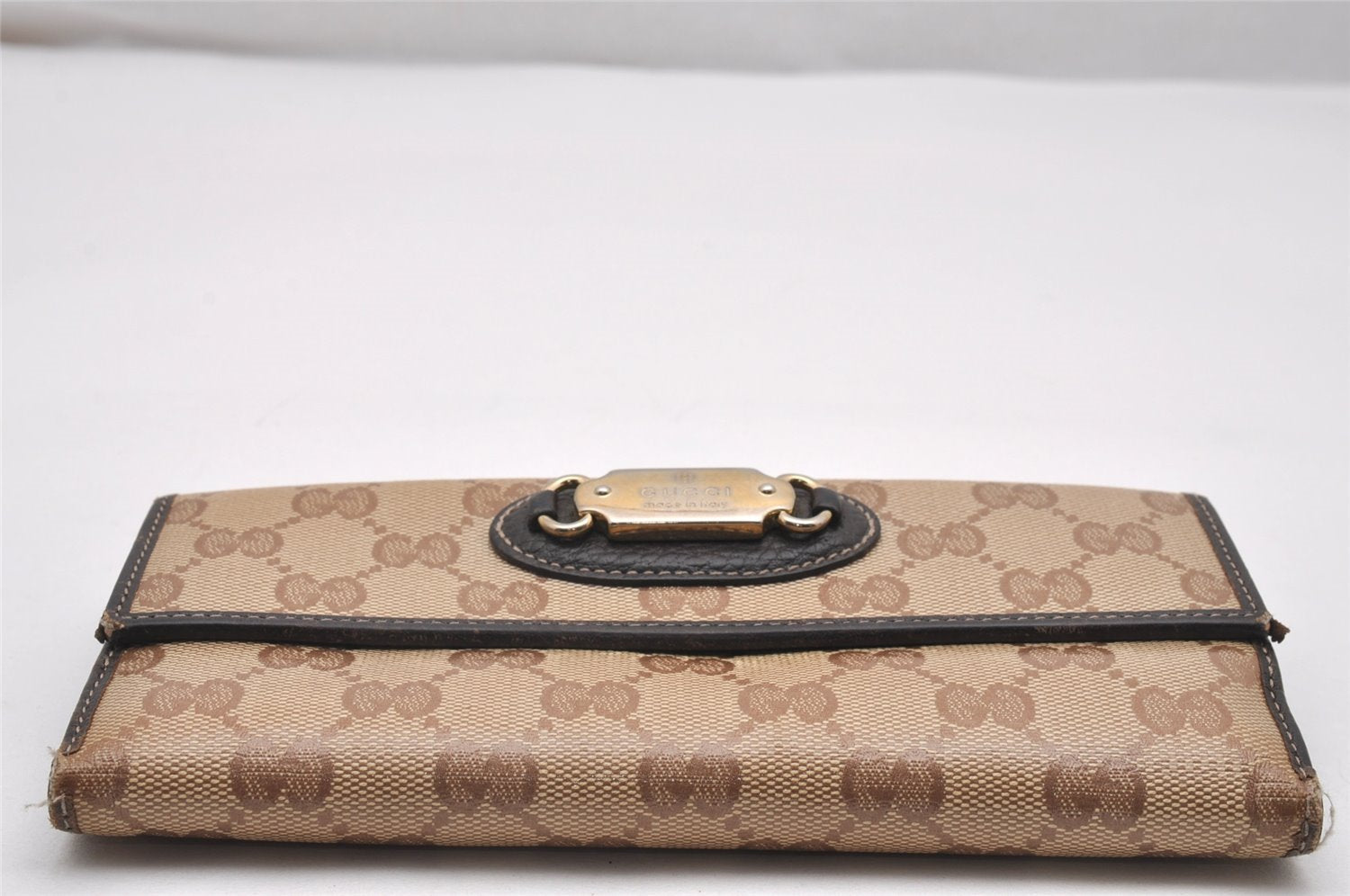 Authentic GUCCI GG Crystal Long Wallet Purse GG PVC Leather 231841 Brown 0920J