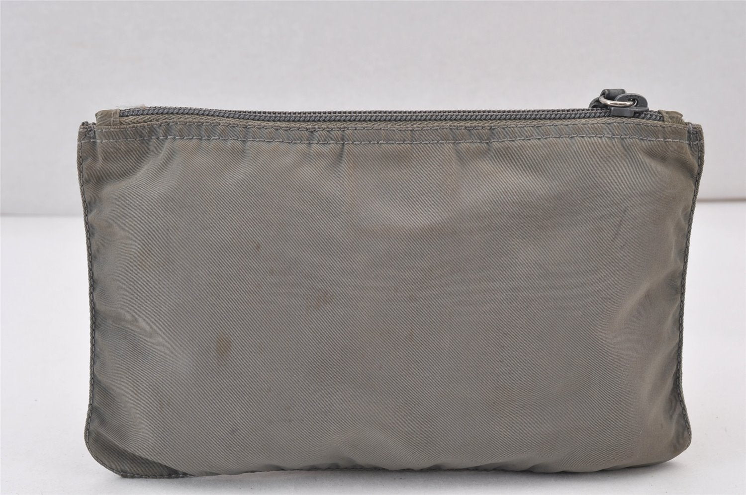 Authentic PRADA Vintage Nylon Leather Pouch Purse Gray 0921K