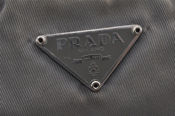 Authentic PRADA Vintage Nylon Leather Pouch Purse Gray 0921K