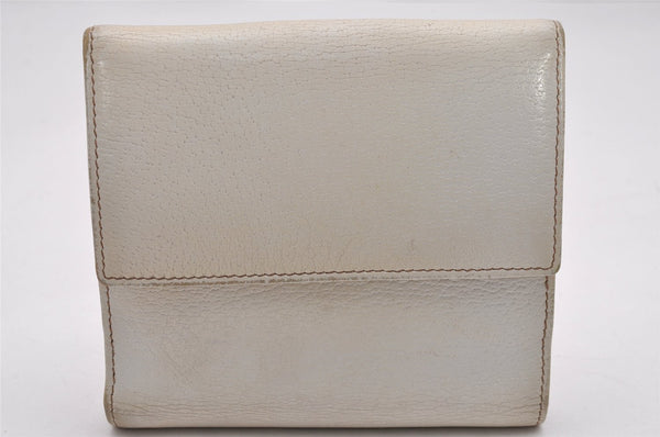 Authentic GUCCI Vintage Abbey Bifold Wallet Purse Leather 141411 White 0922J