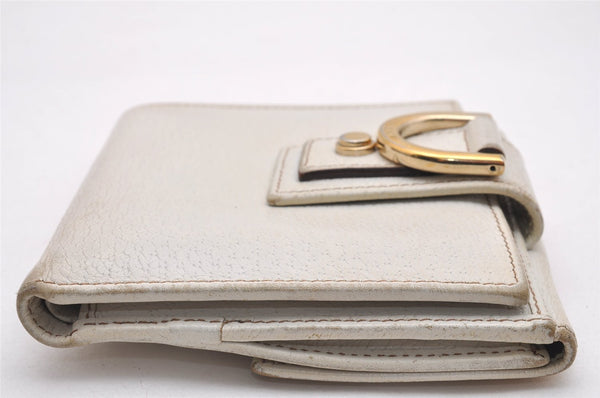 Authentic GUCCI Vintage Abbey Bifold Wallet Purse Leather 141411 White 0922J