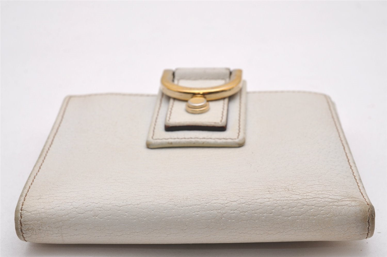 Authentic GUCCI Vintage Abbey Bifold Wallet Purse Leather 141411 White 0922J