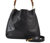 Authentic GUCCI Vintage Bamboo 2Way Shoulder Hand Bag Leather Black Junk 0922K