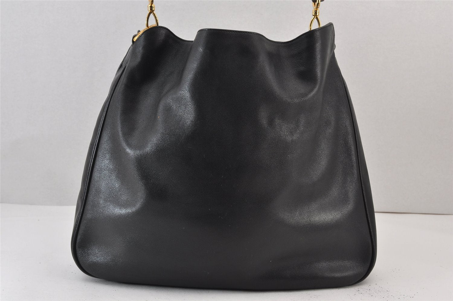 Authentic GUCCI Vintage Bamboo 2Way Shoulder Hand Bag Leather Black Junk 0922K