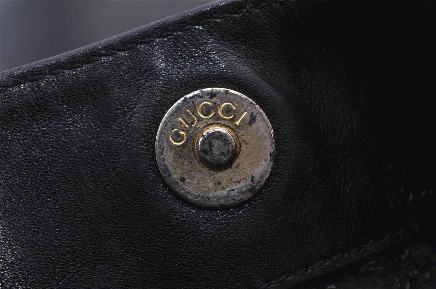 Authentic GUCCI Vintage Bamboo 2Way Shoulder Hand Bag Leather Black Junk 0922K