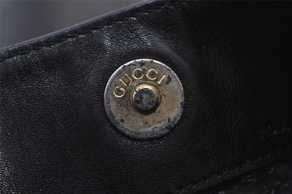 Authentic GUCCI Vintage Bamboo 2Way Shoulder Hand Bag Leather Black Junk 0922K