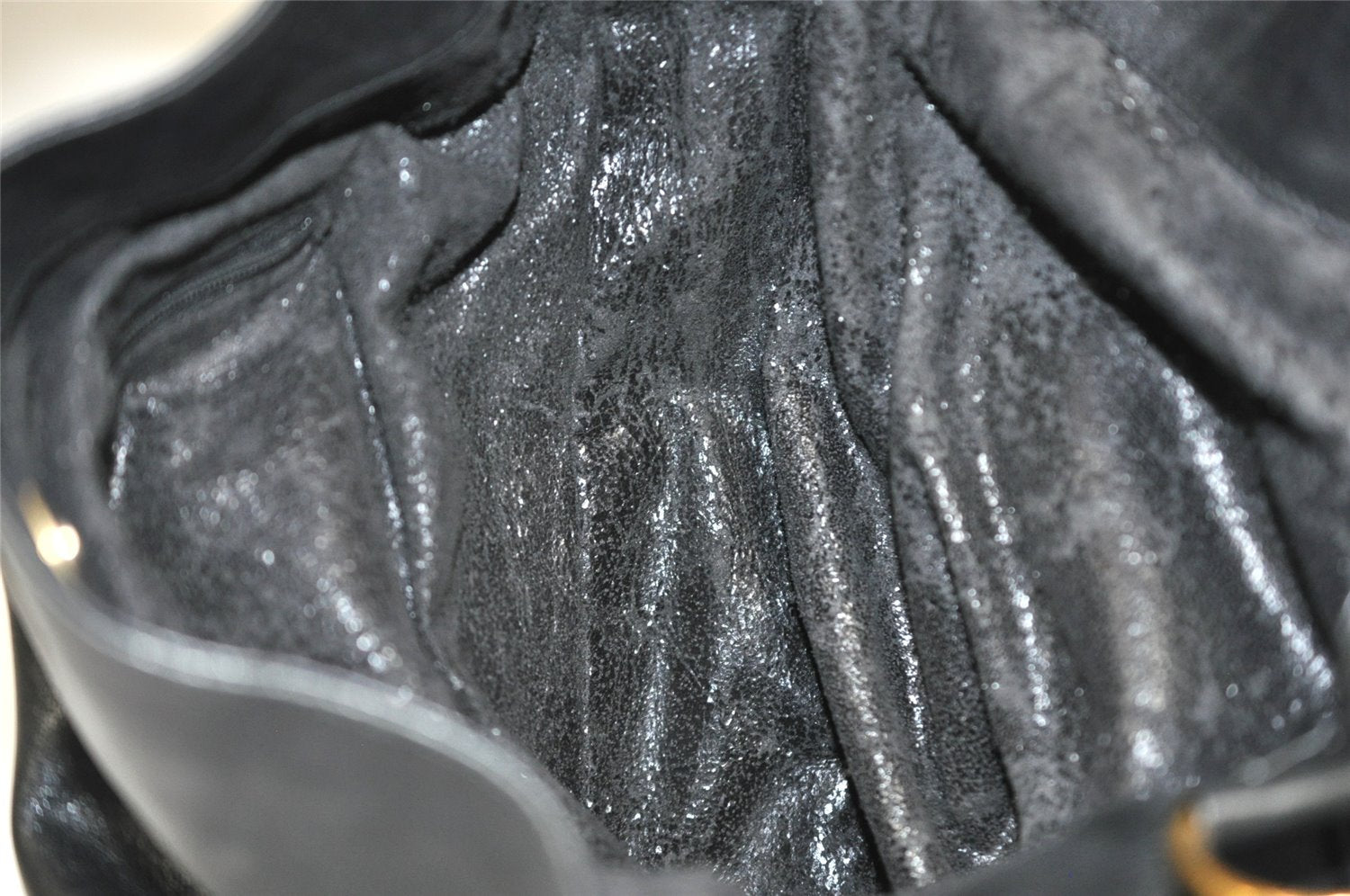 Authentic GUCCI Vintage Bamboo 2Way Shoulder Hand Bag Leather Black Junk 0922K