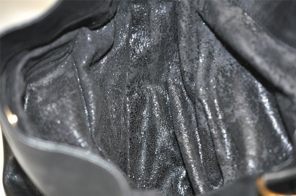 Authentic GUCCI Vintage Bamboo 2Way Shoulder Hand Bag Leather Black Junk 0922K