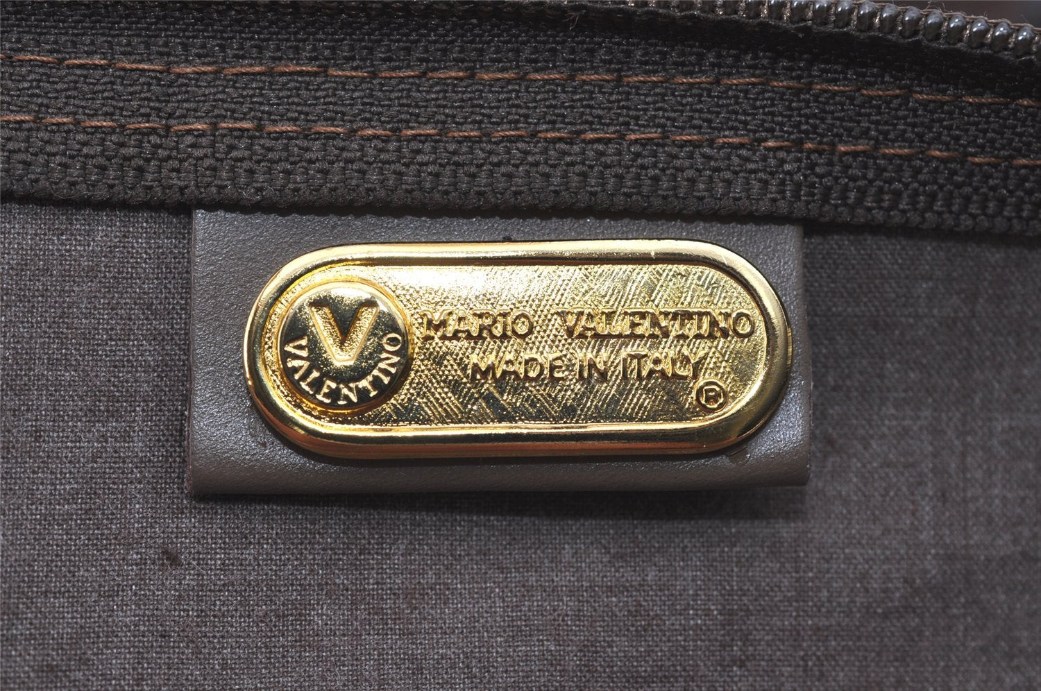 Authentic MARIO VALENTINO V Logo Travel Boston Bag PVC Leather Brown 0923I