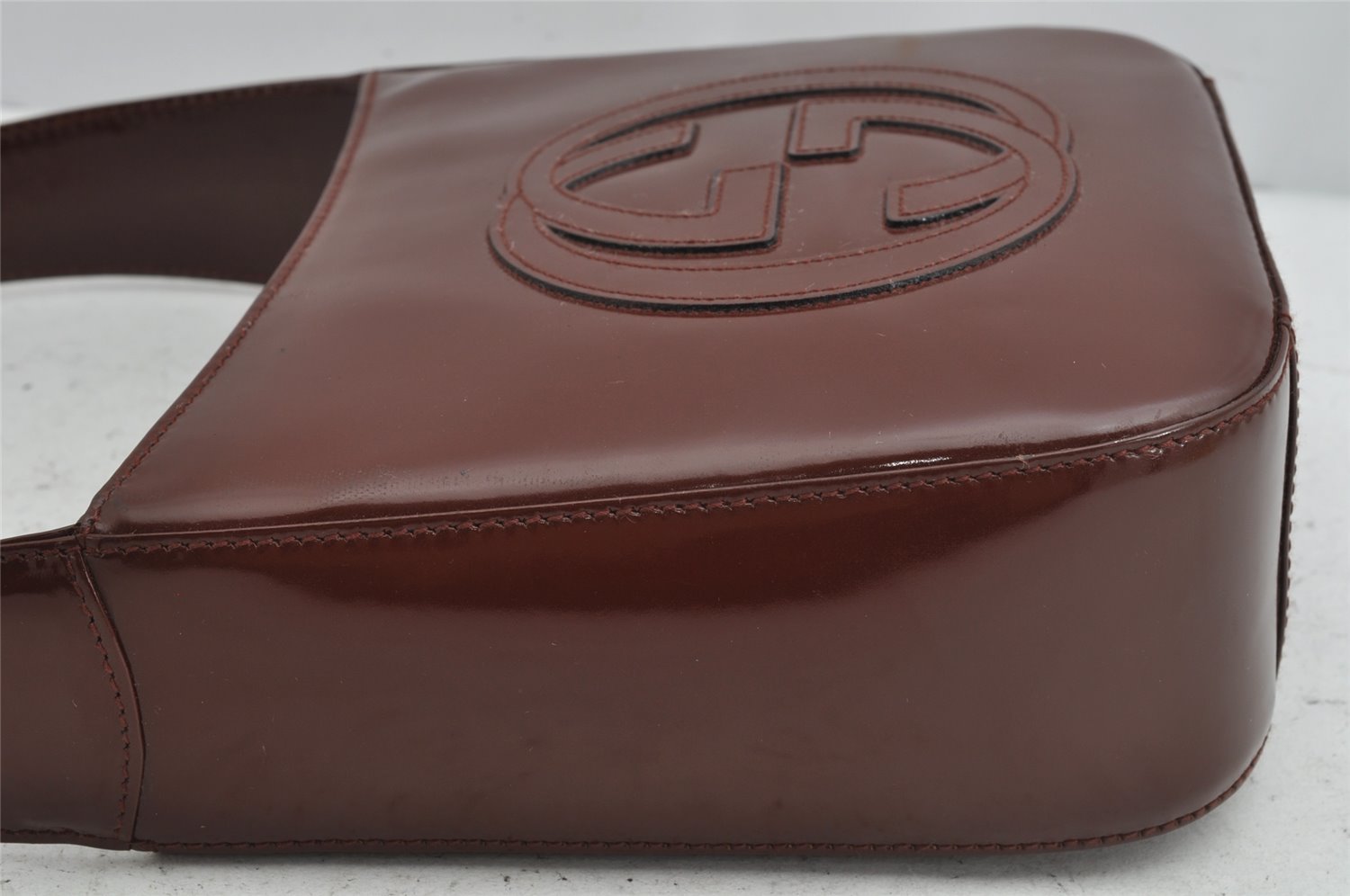 Authentic GUCCI Vintage Shoulder Hand Bag Purse Enamel Brown Junk 0923K