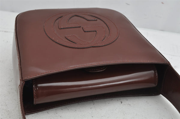 Authentic GUCCI Vintage Shoulder Hand Bag Purse Enamel Brown Junk 0923K