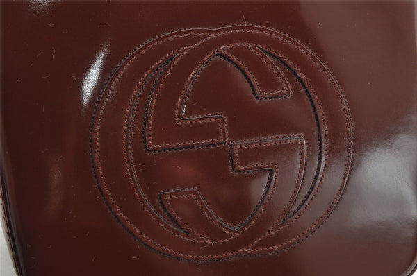 Authentic GUCCI Vintage Shoulder Hand Bag Purse Enamel Brown Junk 0923K