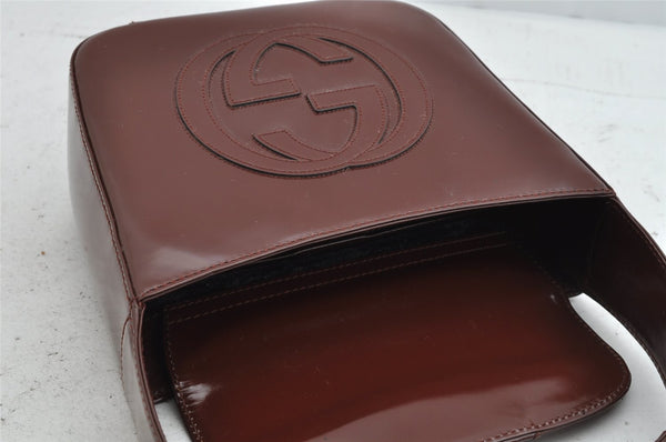 Authentic GUCCI Vintage Shoulder Hand Bag Purse Enamel Brown Junk 0923K