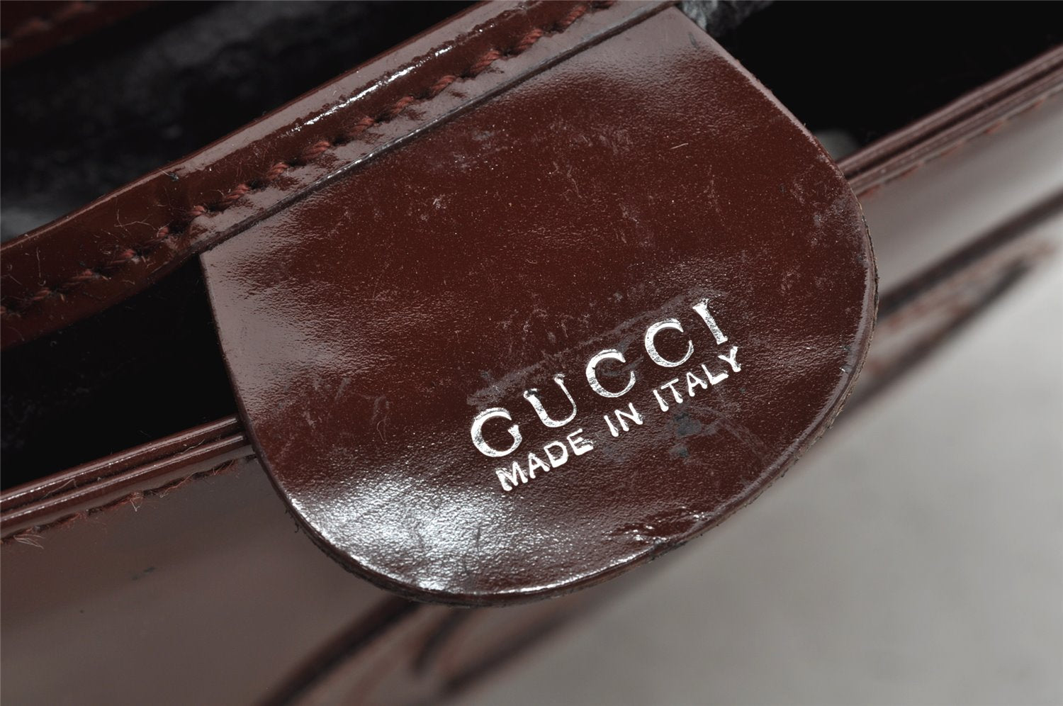 Authentic GUCCI Vintage Shoulder Hand Bag Purse Enamel Brown Junk 0923K