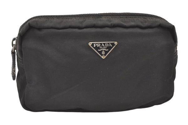 Authentic PRADA Vintage Nylon Leather Pouch Purse Black 0924K