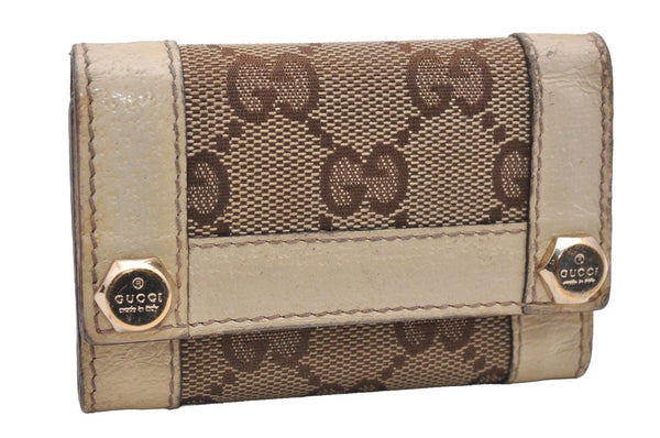 Authentic GUCCI Charmy 6 Hooks Key Case Purse Canvas Leather 154164 Brown 0925J