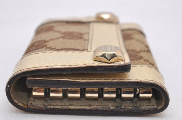 Authentic GUCCI Charmy 6 Hooks Key Case Purse Canvas Leather 154164 Brown 0925J