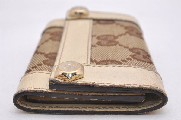 Authentic GUCCI Charmy 6 Hooks Key Case Purse Canvas Leather 154164 Brown 0925J