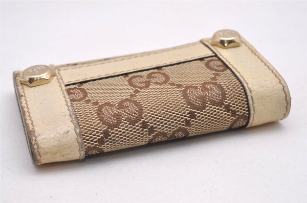 Authentic GUCCI Charmy 6 Hooks Key Case Purse Canvas Leather 154164 Brown 0925J