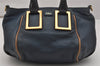 Authentic Chloe Ethel 2Way Shoulder Cross Body Hand Bag Purse Leather Navy 0925K