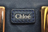 Authentic Chloe Ethel 2Way Shoulder Cross Body Hand Bag Purse Leather Navy 0925K