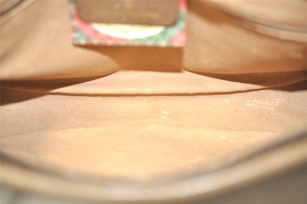 Authentic GUCCI Vintage Clutch Hand Bag Purse GG PVC Leather Brown 0926I