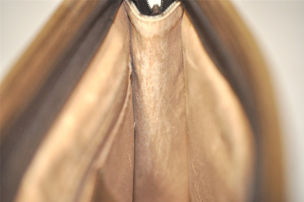 Authentic GUCCI Vintage Clutch Hand Bag Purse GG PVC Leather Brown 0926I