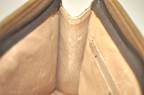 Authentic GUCCI Vintage Clutch Hand Bag Purse GG PVC Leather Brown 0926I