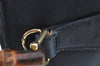 Authentic GUCCI Bamboo 2way Hand Shoulder Bag Leather Navy Blue Junk 0929I