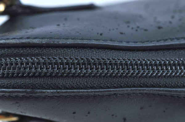 Authentic GUCCI Bamboo 2way Hand Shoulder Bag Leather Navy Blue Junk 0929I