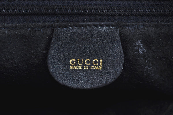 Authentic GUCCI Bamboo 2way Hand Shoulder Bag Leather Navy Blue Junk 0929I