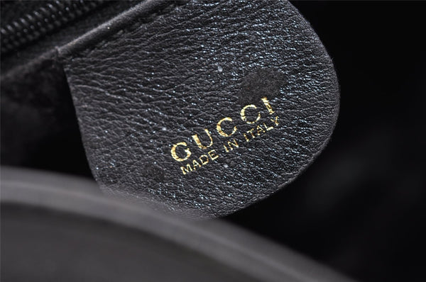 Authentic GUCCI Bamboo 2way Hand Shoulder Bag Purse Leather Black Junk 0930I