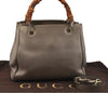 Authentic GUCCI Bamboo Shopper Small 2Way Hand Bag Leather 336032 Silver 0932J