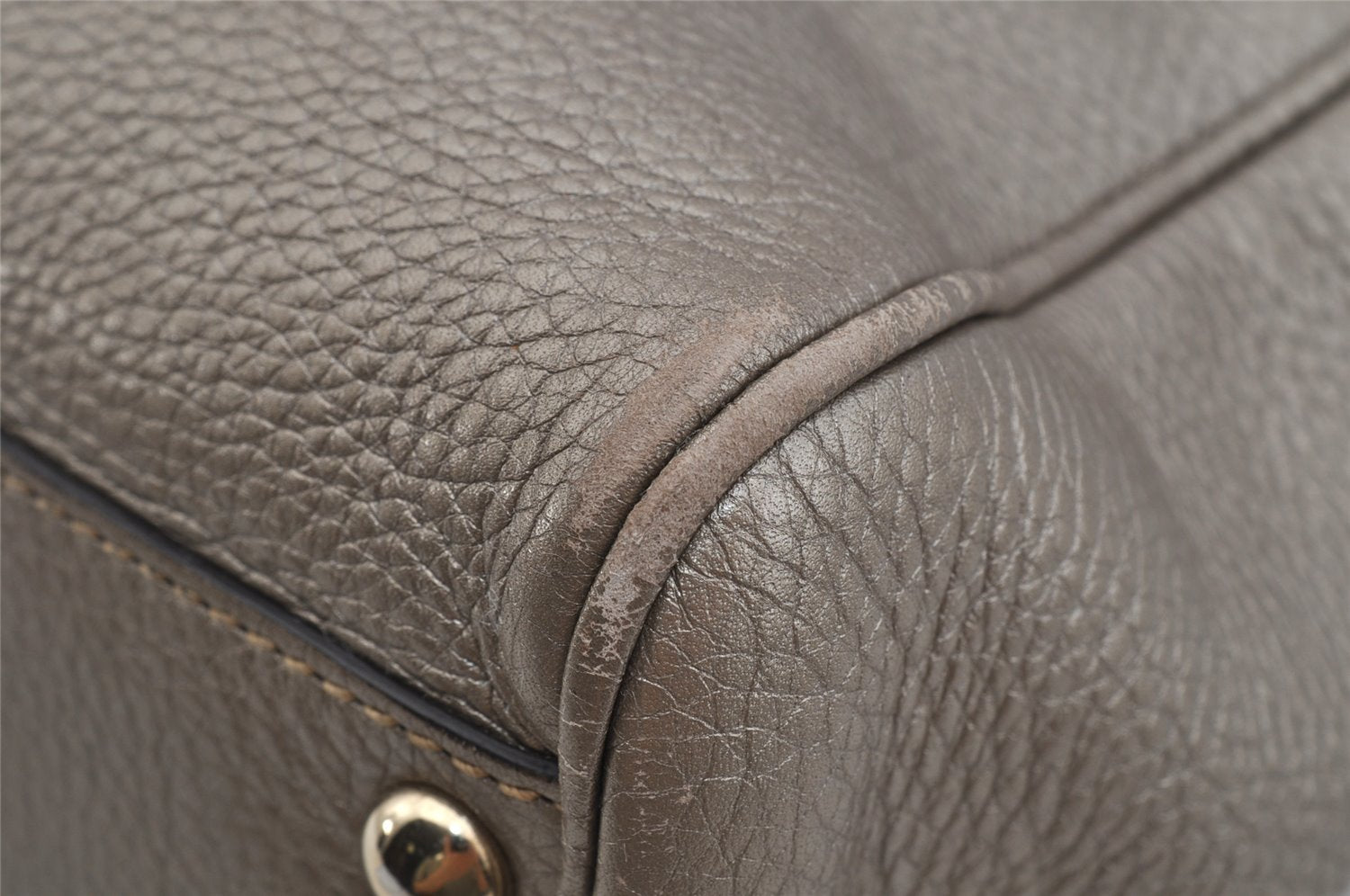 Authentic GUCCI Bamboo Shopper Small 2Way Hand Bag Leather 336032 Silver 0932J