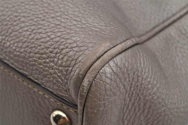 Authentic GUCCI Bamboo Shopper Small 2Way Hand Bag Leather 336032 Silver 0932J