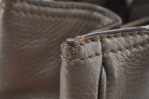 Authentic GUCCI Bamboo Shopper Small 2Way Hand Bag Leather 336032 Silver 0932J