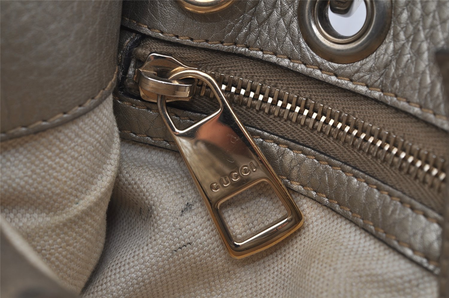 Authentic GUCCI Bamboo Shopper Small 2Way Hand Bag Leather 336032 Silver 0932J