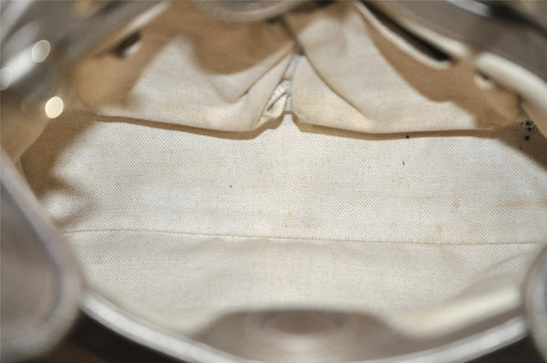 Authentic GUCCI Bamboo Shopper Small 2Way Hand Bag Leather 336032 Silver 0932J