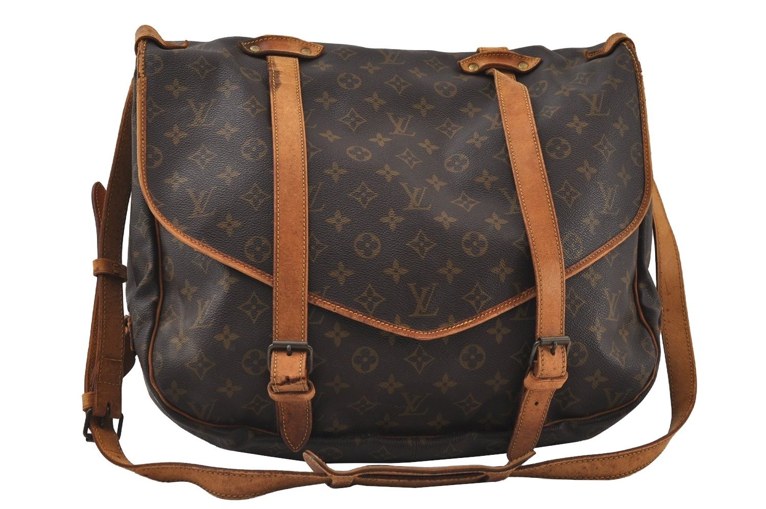 Authentic Louis Vuitton Monogram Saumur 43 Shoulder Cross Bag M42252 LV 0933J