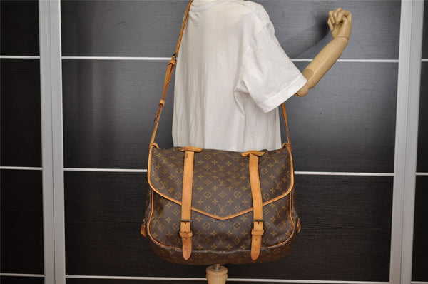 Authentic Louis Vuitton Monogram Saumur 43 Shoulder Cross Bag M42252 LV 0933J